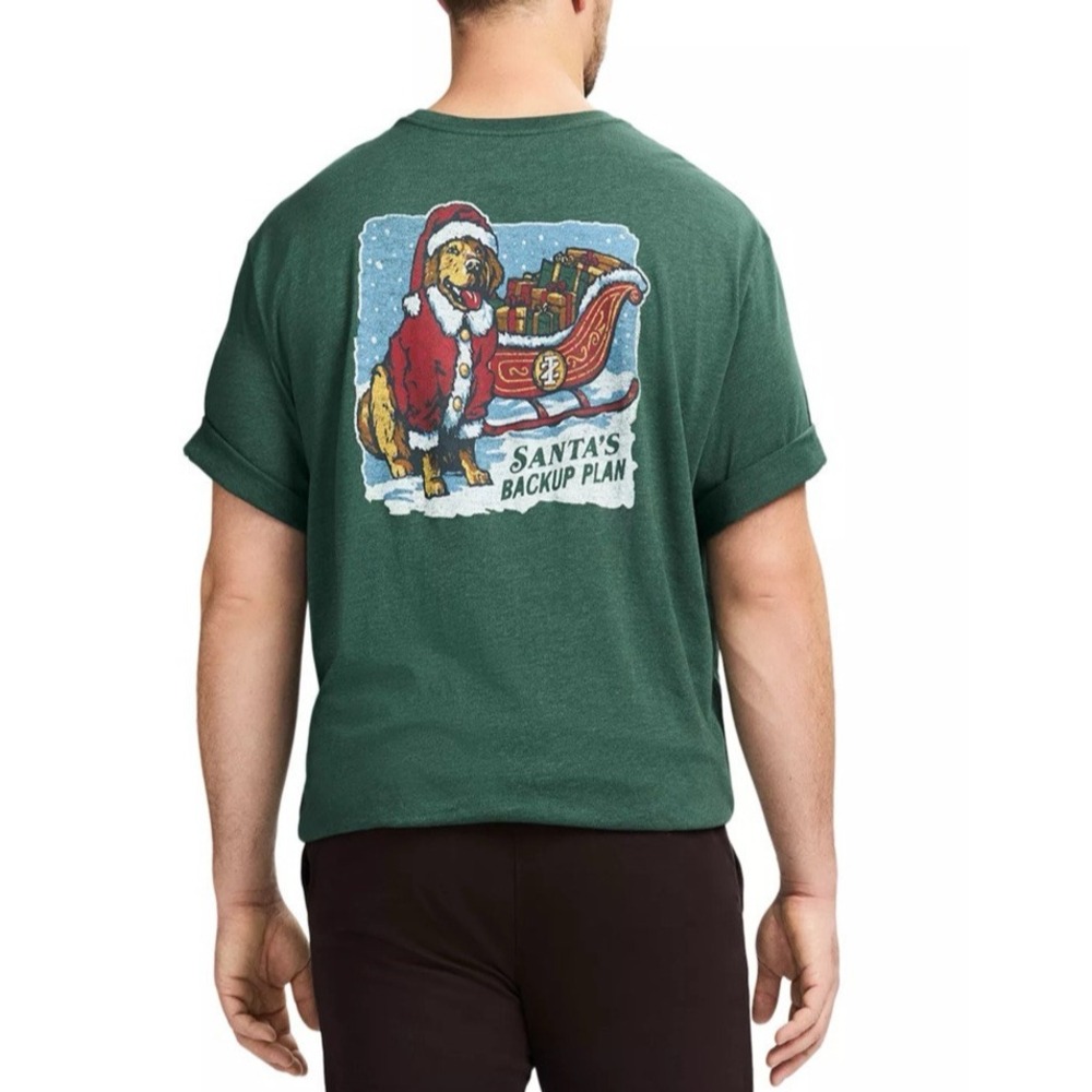 IZOD Mens Saltwater Graphic T-Shirt Green 3XLT Santa's Backup Plan Short Sleeve
